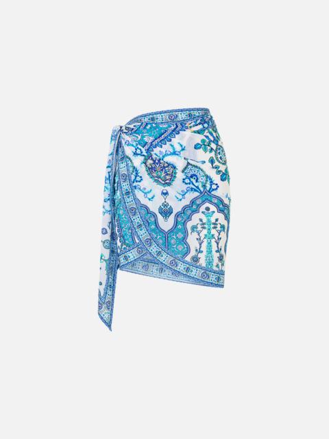 EYELET WRAP MINI SARONG WITH TIE WAIST