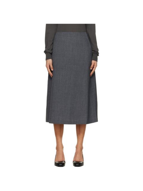 Gray Wool Midi Skirt