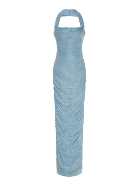 Halter Draped Gown light blue