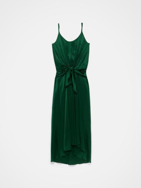 WOMENS KNOTTED WAIST LONGLINE DRESS IN BOTTLE GREEN