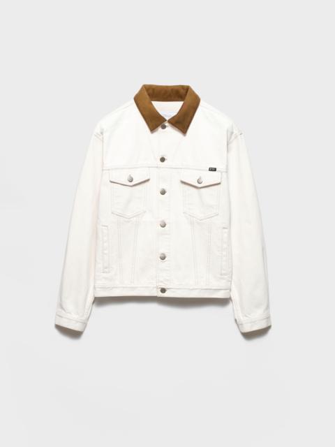 Old denim jacket with leather details