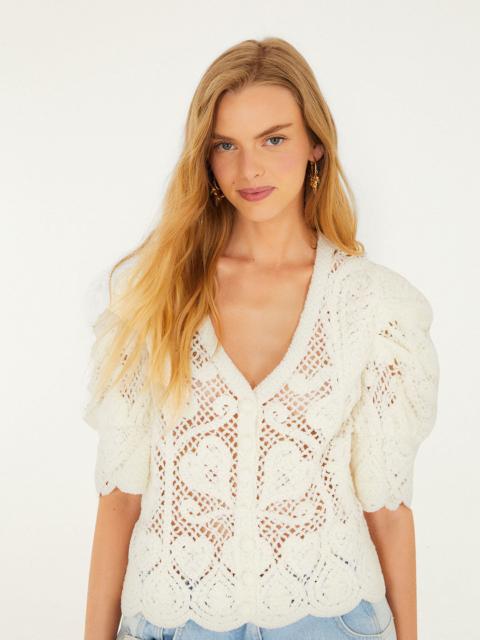 Off-White Rococo Hearts Crochet Cardigan