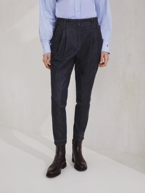 Comfort no-fade denim equestrian trousers with monili