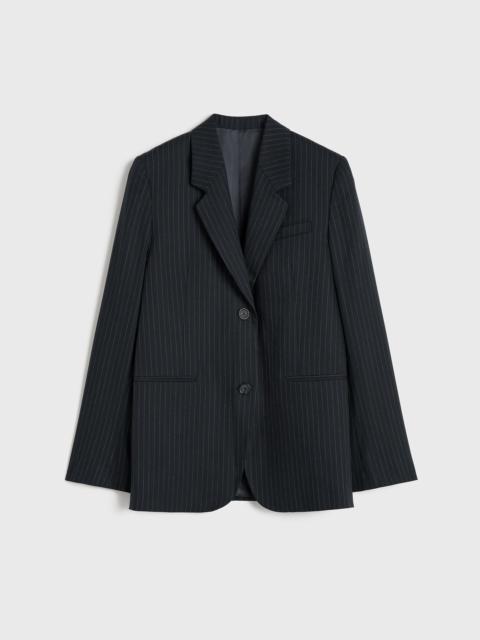 Tailored pinstriped suit jacket navy