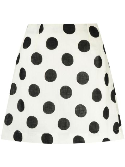 Lulo polka dot-print linen skirt