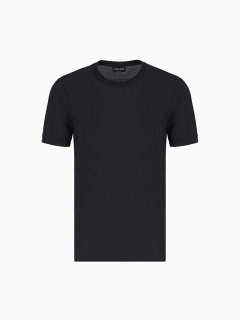 PLAIN-KNIT JERSEY T-SHIRT IN A SILK-AND-COTTON BLEND