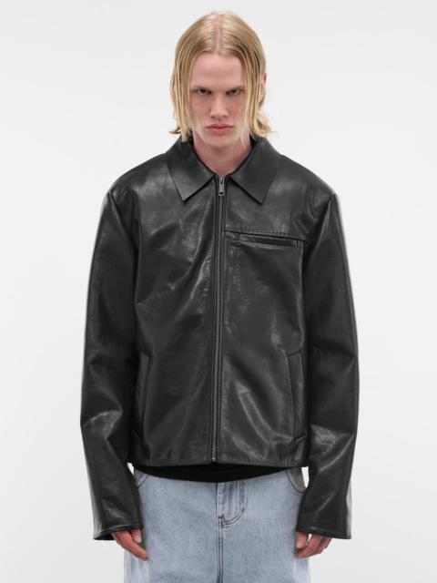 Black Leather Zip Jacket