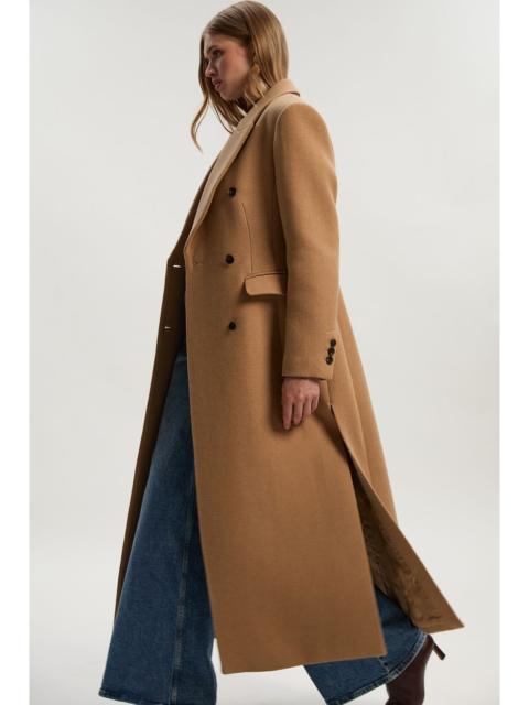 Wool Double Breasted Tailored Maxi Coat
