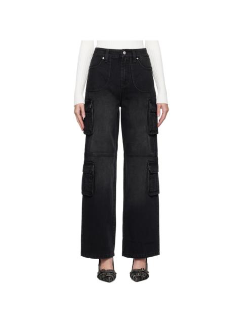 Black Washed Cargo Jeans