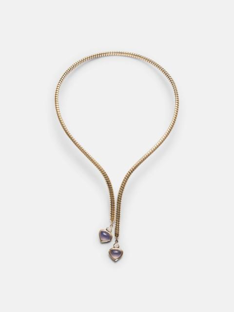 Trisolina 18kt gold necklace with blue chalcedony and diamonds