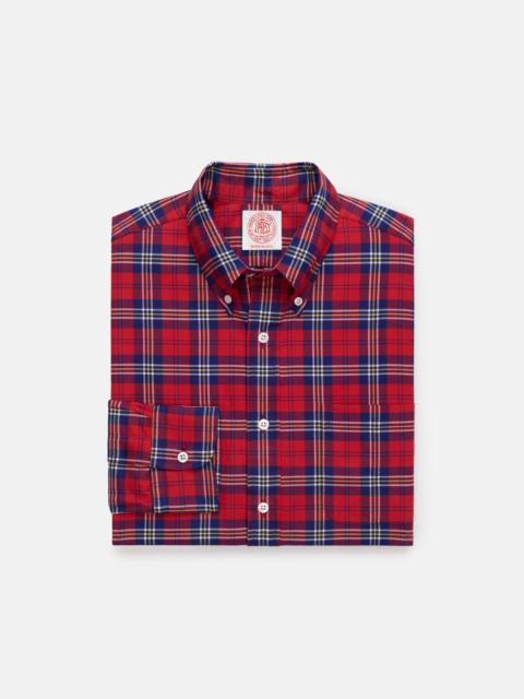 MADE-IN-USA RED GROUND TARTAN FLANNEL SPORT SHIRT - CLASSIC FIT
