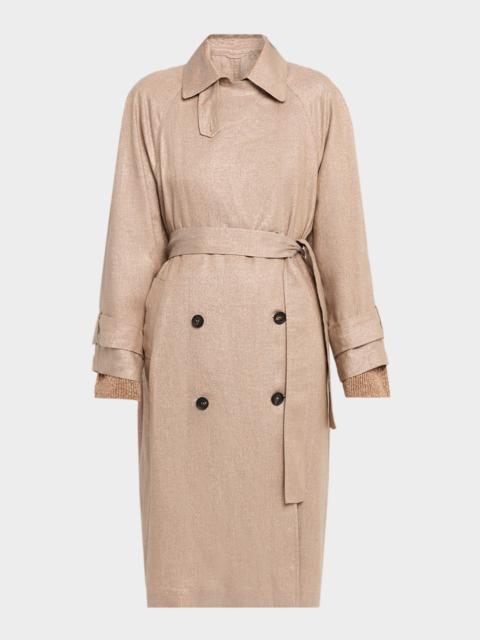 Metallic Linen Belted Trench Coat