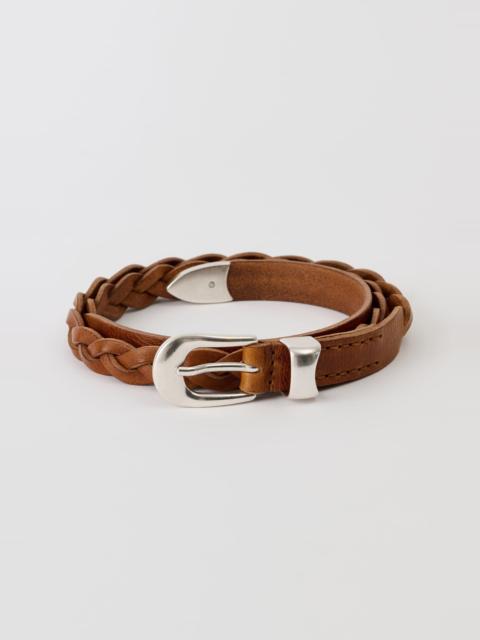 2 cm Braided Belt Cognac Leather