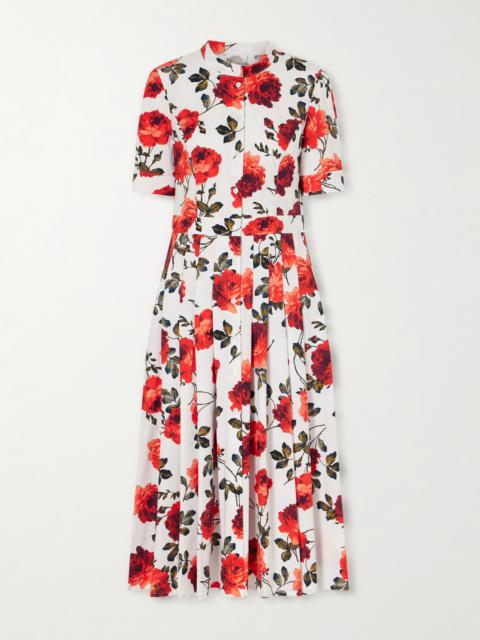 Floral-print Cotton-blend Poplin Midi Dress