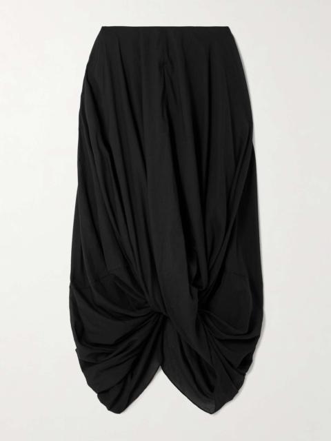Draped Lyocell and organic cotton-blend voile maxi skirt Black