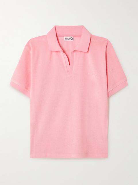 Embroidered Cotton-terry Polo Shirt