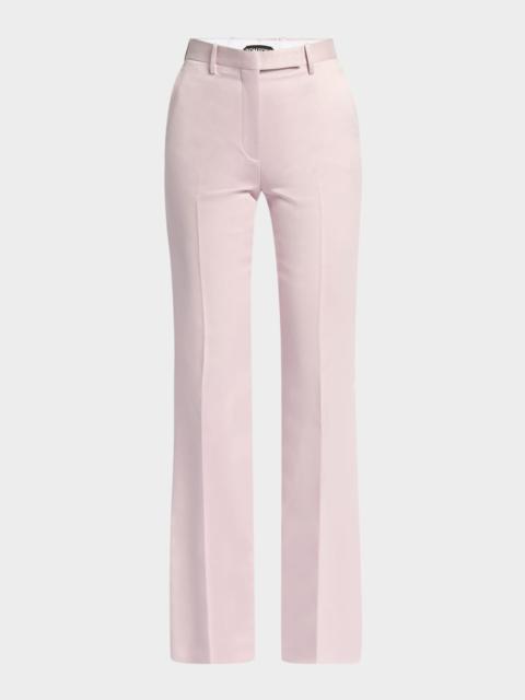 Satin Straight-Leg Tailored Pants