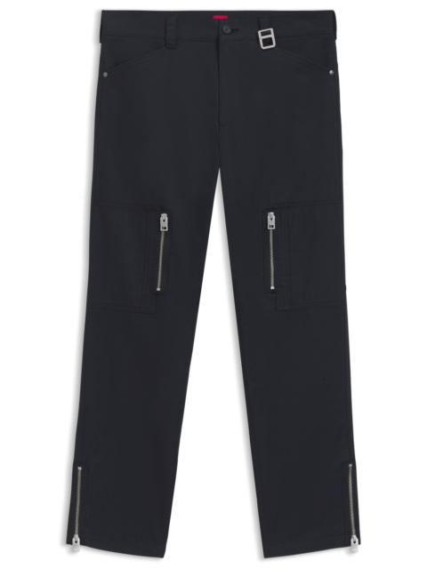 RELAXED-FIT TROUSERS IN MERCERIZED HERRINGBONE COTTON