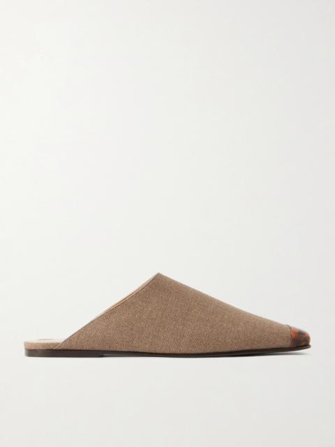Alba Embellished Cashmere And Silk-blend Hopsack Slippers