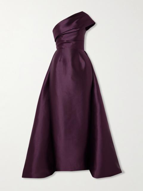 Alba One-shoulder Draped Satin-twill Gown