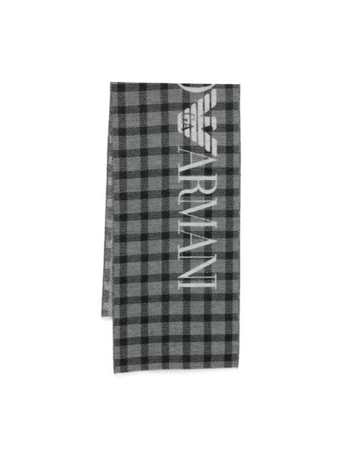 check-pattern logo scarf