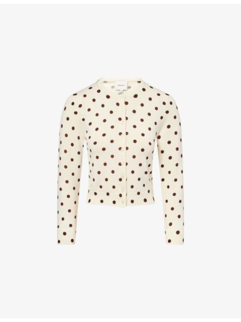 Bernadette Polka Dot-Print Merino-Wool Cardigan
