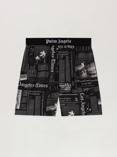 News Print Drawstring Shorts