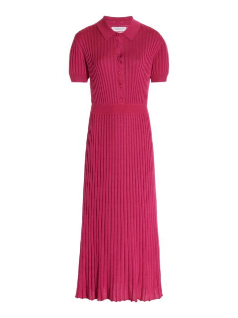 Amor Ribbed Dress in Fuchsia Cashmere Silk
