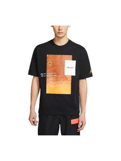 Air Jordan Why Not? Casual Sports Printing Pattern Short Sleeve Black DC3248-010