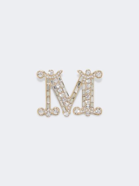 Crystal-adorned Monogram brooch - OPTICAL WHITE