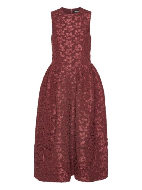 flower-embellishment midi dress