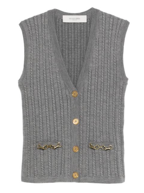 cable-knit chain-detail vest