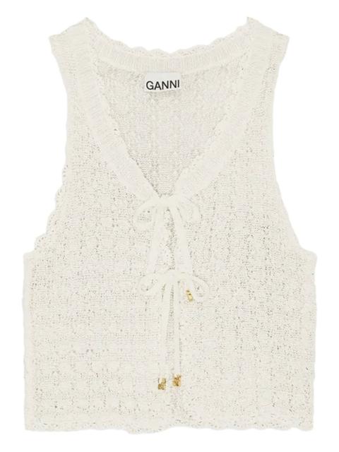pointelle-knit vest