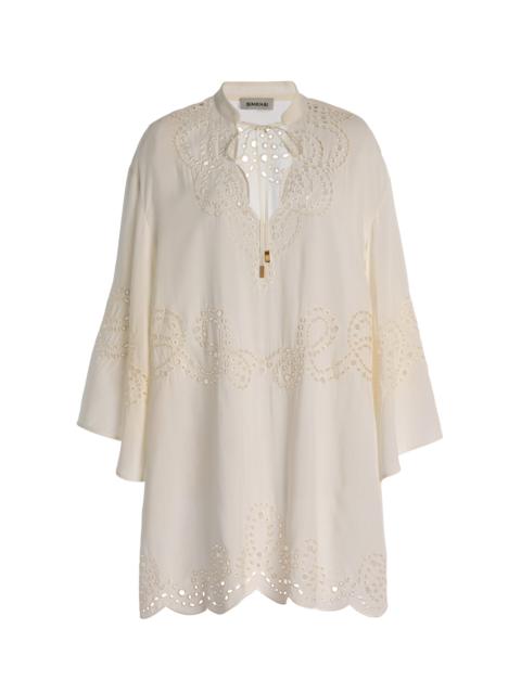 Sarina Broderie Anglaise Cotton-Blend Mini Dress white