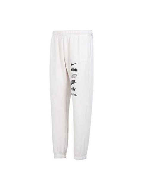 Nike Club Fleece Multi Logo Pants 'White Black' DX0796-030