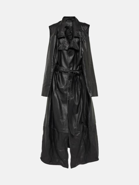 Single-breasted leather coat