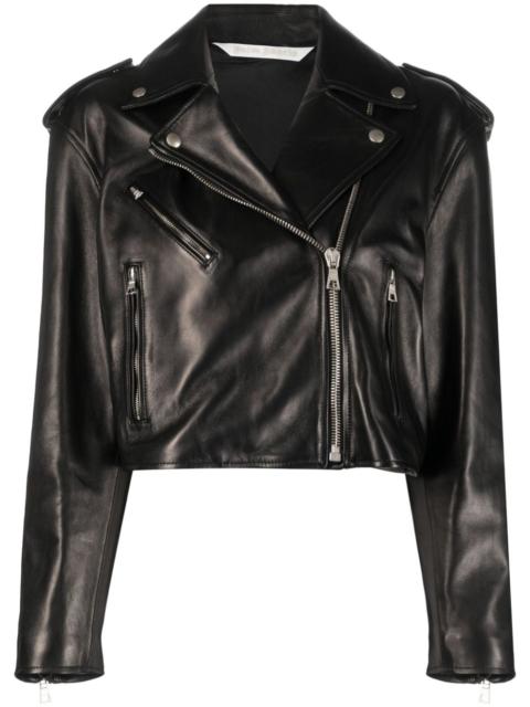 zip-up leather jacket