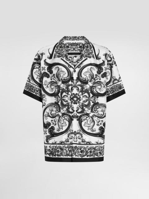 Majolica-print silk twill hawaii shirt