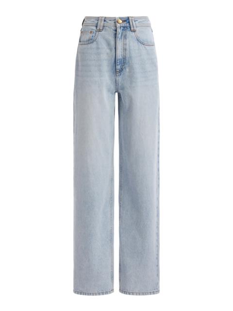 Elliot High-Rise Denim Straight-Leg Jeans light wash