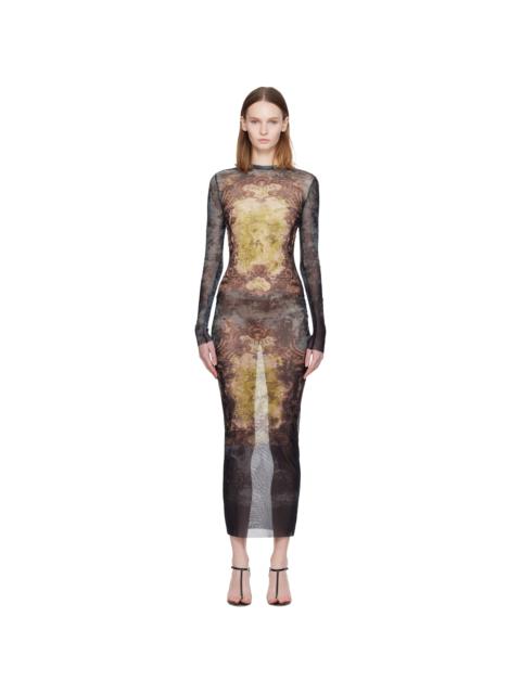 Black & Yellow 'The Long Médaillon' Maxi Dress