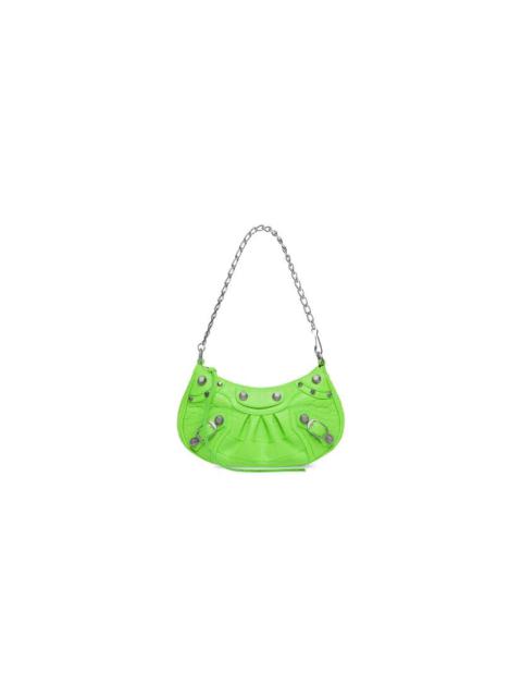 Women's Le Cagole Mini Purse With Chain Crocodile Embossed  in Bright Green