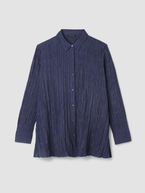 Crinkle Silk Habutai Classic Collar Shirt