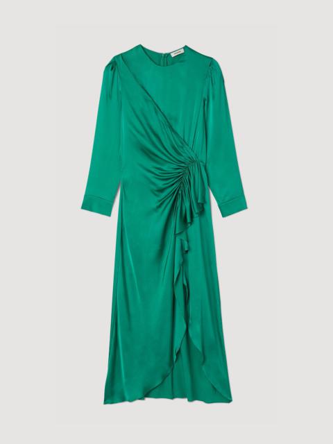 RUFFLED SATIN-EFFECT DRESS