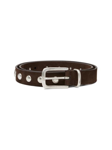 Brown Slim English Studded Nubuck Belt