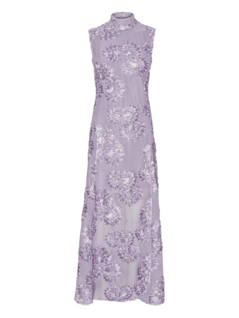 floral-mesh maxi dress