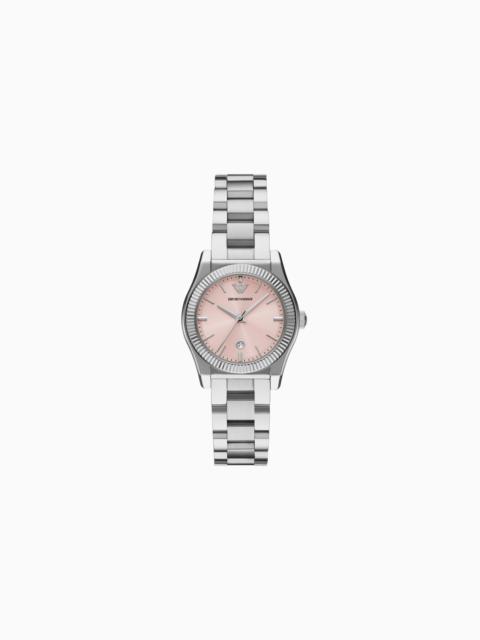 THREE-HAND DATE STAINLESS STEEL WATCH