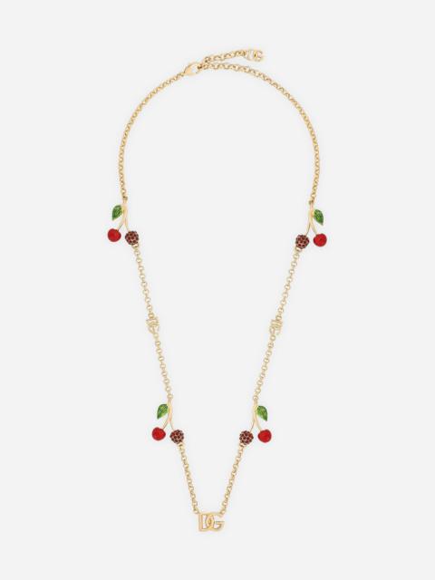 Necklace with DG logo and cherry charms