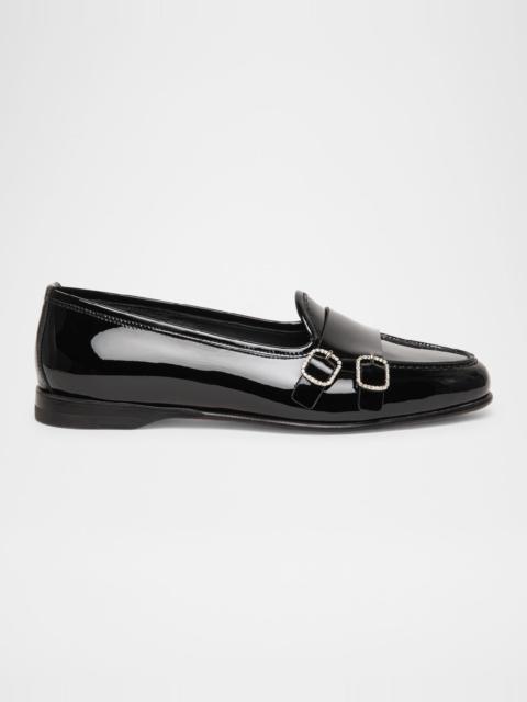 Andrea Patent Leather Double-Buckle Loafers