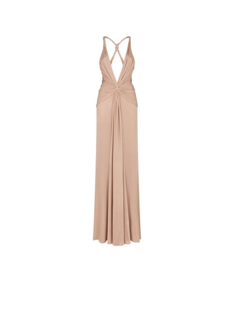 V-NECK CRISS-CROSS EVENING DRESS