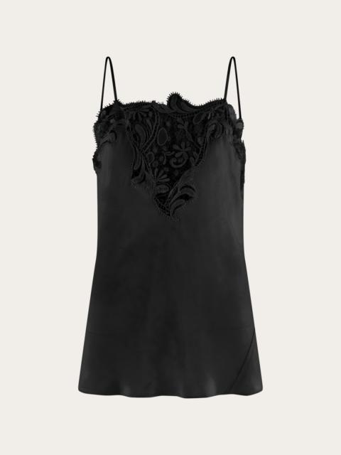 Silk top with lace detail
